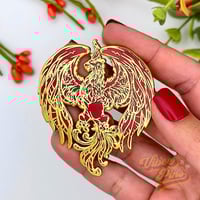Image 3 of Golden Phoenix Rising Pin - Symbol of Strength and Resilience