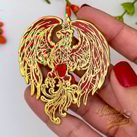 Image 2 of Golden Phoenix Rising Pin - Symbol of Strength and Resilience