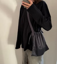 Image 2 of satin drawstring gray bag