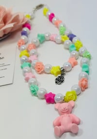 Image 4 of Pink Teddy Bear Charm Necklace & Bracelet Set