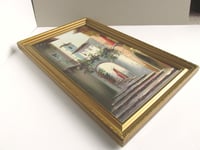 Image 6 of Vintage Painting, Mediterranean Street Steps c. 1970s, in Frame Size 18 1/4 x 11 1/2 ins,  Signed 