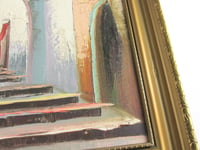 Image 10 of Vintage Painting, Mediterranean Street Steps c. 1970s, in Frame Size 18 1/4 x 11 1/2 ins,  Signed 