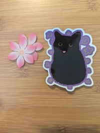 Image 1 of Silly Cat Sticker Purple