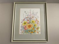 Image 2 of Vintage Watercolour Painting, Wildflower Bouquet by B. E. Hodgson c1970s-80s, Frame Size 19 x 16 ins