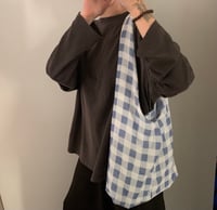 Image 3 of light blue checked bag