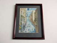 Image 1 of   Vintage Watercolour Painting, Mid Century Street Scene, Frame Size 9 3/4 x 7 3/4 ins, unsigned 