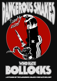 Image 3 of Dangerous Snakes Who Hate Bollocks "I CAN'T BE ARSED!" shirt by artist Aaron Crothers