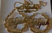 Image 1 of Bamboo earrings and chain sets