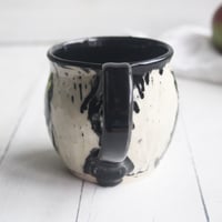Image 4 of Black Cat Sgraffito Mug, Hand Carved Kitty Coffee Cup, 12 oz., Made in USA