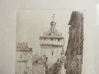 Image 3 of Antique Copper Plate Engraving Print, La Porte Picoys Loches France by Leopold Robin, Framed 