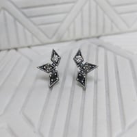 Image 1 of Triple Star Studs - Ombre Diamonds - Silver