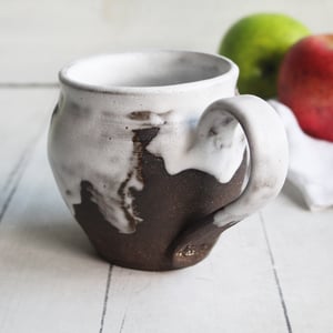 Image of Rustic Dark Chocolate and Marshmallow Glazed Coffee Cup, Handmade Mug, Made in USA