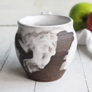 Image of Rustic Dark Chocolate and Marshmallow Glazed Coffee Cup, Handmade Mug, Made in USA