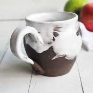 Image of Rustic Dark Chocolate and Marshmallow Glazed Coffee Cup, Handmade Mug, Made in USA