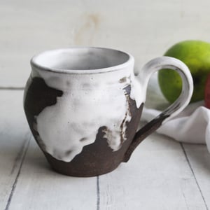 Image of Rustic Dark Chocolate and Marshmallow Glazed Coffee Cup, Handmade Mug, Made in USA