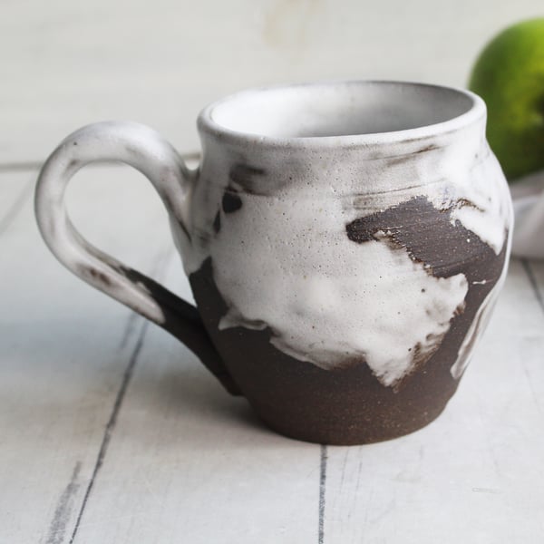 Image of Rustic Dark Chocolate and Marshmallow Glazed Coffee Cup, Handmade Mug, Made in USA