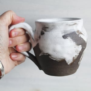 Image of Rustic Dark Chocolate and Marshmallow Glazed Coffee Cup, Handmade Mug, Made in USA