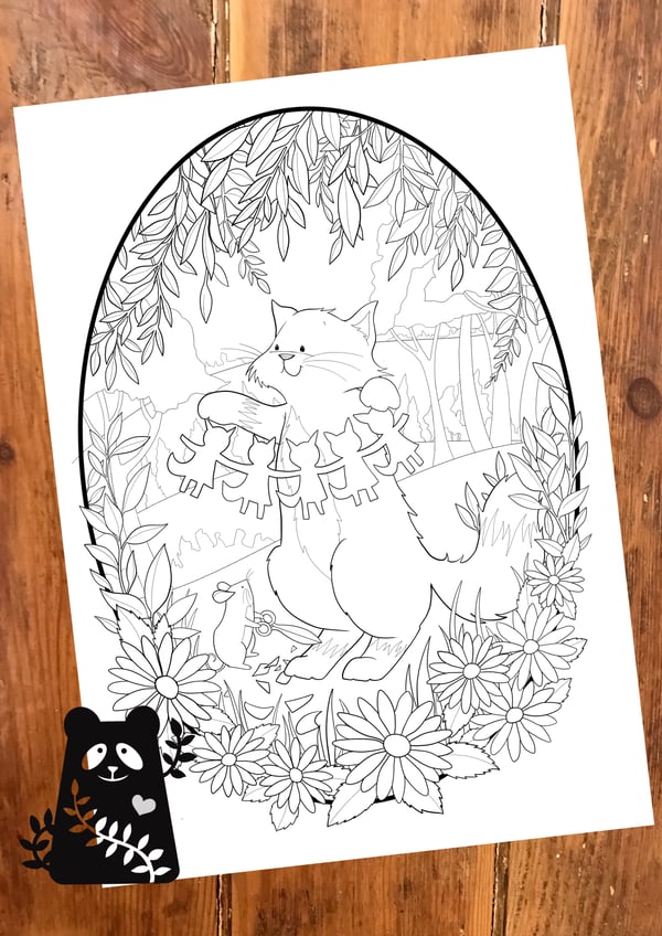 Image of Paper Cats Colouring Sheet