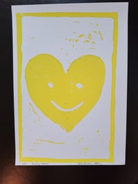 Image 4 of Smiling Heart linocut