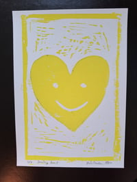 Image 3 of Smiling Heart linocut