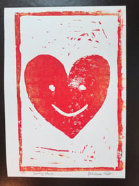 Image 5 of Smiling Heart linocut