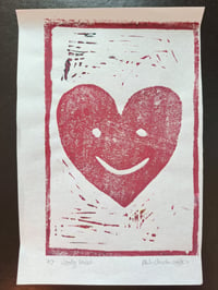 Image 7 of Smiling Heart linocut