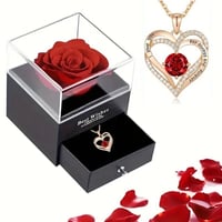 Luxury Red Zircon Pendant Necklaces With Rose Flower.