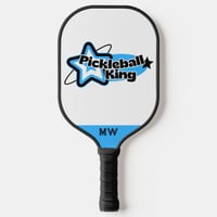 Image 2 of White And Black Custom Monogram Pickleball Paddle Pickleball King Star Design