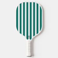 Image 3 of Custom Monogram Pickleball Paddle Cute Tropical Blue Green Palm & Floral and Stripes