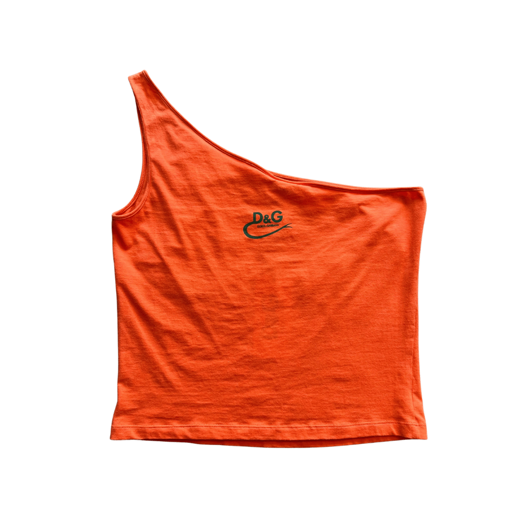 Image of DOLCE & GABBANA LIZARD GEM ONE-SHOULDER TOP