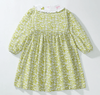 Image 2 of Sage Green Embroidered Collar Smock Dress