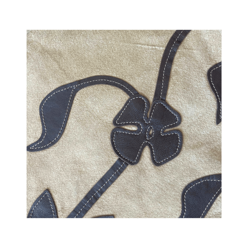 Image of CACHE TAN SUEDE FLORAL FLARE PANTS