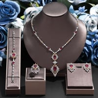 2024 Dubai 4 Piece Gorgeous Bridal Zirconia Jewellery set Length:70cm
