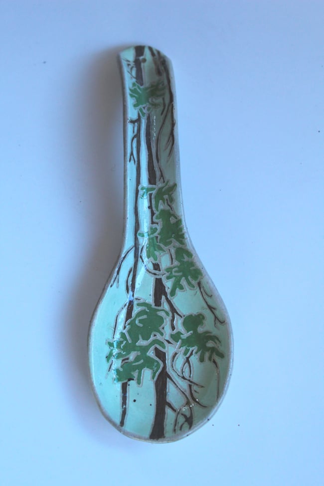 Soup Spoon with Spruce Trees