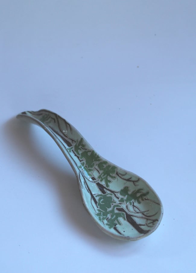 Soup Spoon with Spruce Trees