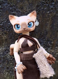 Image 1 of "Lina" Siamese Shorthair Cat OOAK Ball Jointed Doll