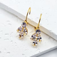 Gold-Plated Drop Leaf Earrings with Cubic Zirconia Accents | Gold hook earrings