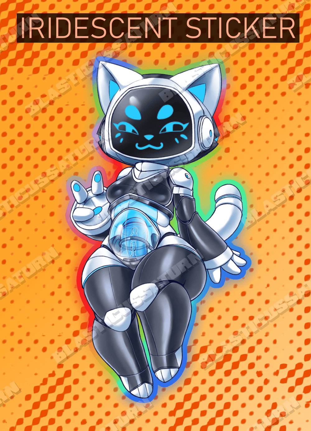 Robot Kitty Companion - Iridescent Sticker