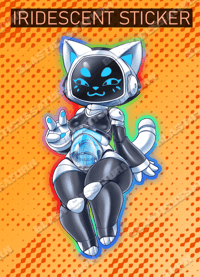 Image 1 of Robot Kitty Companion - Iridescent Sticker
