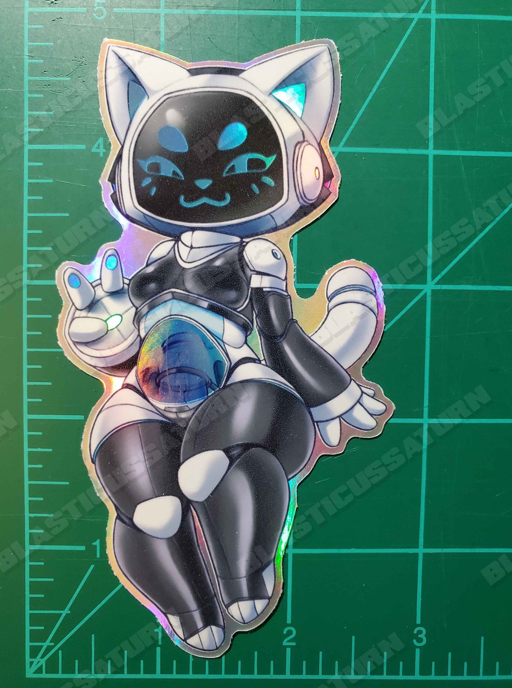 Robot Kitty Companion - Iridescent Sticker