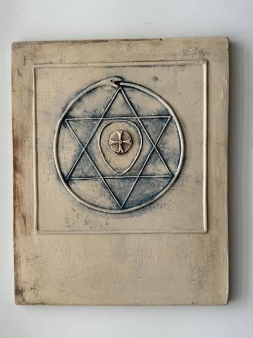 Image of Signed ceramic relief with hermetic pentacle