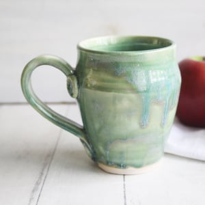 Image of Large Green Pottery Mug, Handmade Stoneware Coffee Cup, Handmade in USA