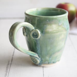 Image of Large Green Pottery Mug, Handmade Stoneware Coffee Cup, Handmade in USA