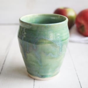 Image of Large Green Pottery Mug, Handmade Stoneware Coffee Cup, Handmade in USA