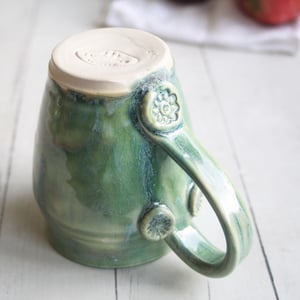 Image of Large Green Pottery Mug, Handmade Stoneware Coffee Cup, Handmade in USA