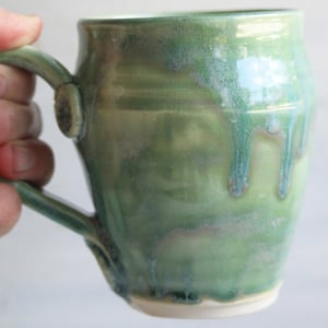 Image of Large Green Pottery Mug, Handmade Stoneware Coffee Cup, Handmade in USA