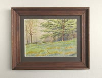 Image 1 of 1940s Watercolour Painting 'Daffodils April 1946' Landscape, G W Heney, Framed 12 6/10 x 10 2/10 ins