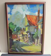 Image 1 of Vintage Painting, Village Street by H Smith aft E R Squirrel, Frame Size 23 8/10 x 16 9/10 ins 