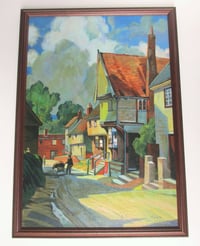 Image 8 of Vintage Painting, Village Street by H Smith aft E R Squirrel, Frame Size 23 8/10 x 16 9/10 ins 