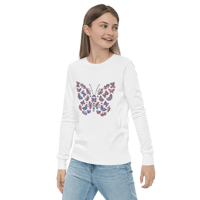 Image 3 of girls Youth long sleeve tee (Butterfly)